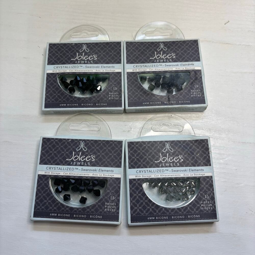 Jolees Swarovski Jet Black Diamond 6mm Bicone Bead Lot